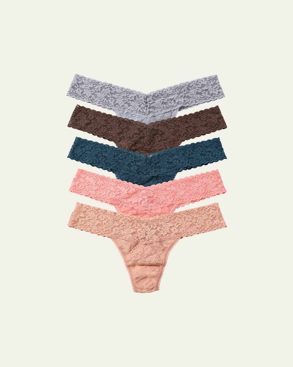Five-Pack Signature Low-Rise Lace Thongs
